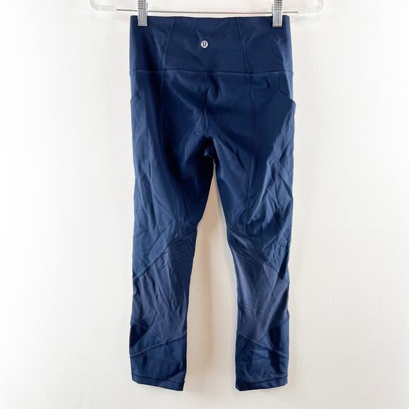 Lululemon Pace Rival High-Rise Crop Leggings 22" No Zip True Navy Blue 4 - Picture 9 of 11